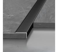 Profilé finition aluminium en L pour parquet et carrelage | Profilé adhésif pour protéger les bords et réaliser une finition soignée(Noir mat,H1W1.5cmL0.9m)