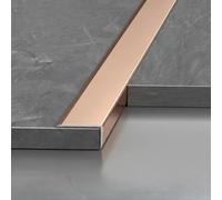 Profilé finition aluminium en L pour parquet et carrelage | Profilé adhésif pour protéger les bords et réaliser une finition soignée(Or rose,H1W2cmL0.9m)