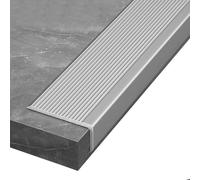 Profilé L-SD en aluminium pour escalier, argenté, imperméable et antidérapant, idéal pour une utilisation en intérieur/extérieur (l 70 x H 30 mm) - Solution sûre