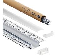 Profilé LED 2m en Aluminium encastrable placo, Lot de 36 Rails LED avec Diffuseur | Pour Rubans LED jusqu’à 20mm, Dimensions 64.2 × 13.8mm, Inclus embouts, vis et clips de montage (SA01, 2M 36 pièces)