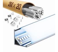 Profilé LED angle 45°,Rail LED Encastrable 2m, compatible avec ruban 10mm, goulotte Led avec diffuseur blanc laiteux, taille 15×15mm (20 pièces (total 40 m))