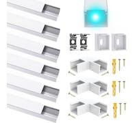 Profilé LED en aluminium pour bande LED jusqu'à 16 mm, En forme de U, Diffuseur LED avec couvercle blanc laiteux, Convient pour les bandes LED Philips Hue / Stripe / Bande LED Plus