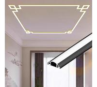 Profilé LED en Aluminium pour éclairage Indirect De Plafond, Style Chinois, pour Décoration De Plafond, Diffuseur De Lumière LED, Black, 29.5ft/9m