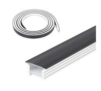 Profilé LED en silicone, 5 m, canal LED 15 x 10 mm, diffuseur flexible avec | Pas de filetage nécessaire, canal LED étanche pour bande lumineuse COB, panneau acoustique, armoires et chambres, noir