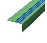Profilé Nez de marche en PVC anti-dérapant 100 cm, bande de protection en caoutchouc en forme de L pour les marches de escaliers intérieurs et extérieurs(Green)
