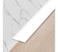 Profilé plat de transition en 3 parties pour sol stratifié, profil de séparation pour sol stratifié en aluminium, couvercle de seuil pour relier des planches stratifiées et des carreaux (blanc, 35 x