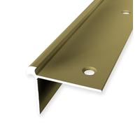 Profilé pour marches d'escalier 32 x 42 x 2500 mm Profilé d'angle en aluminium lisse, double, décalé, encastré, percé, or. Hauteur de bordure : 5 mm Küberit
