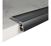 Profilé pour Nez de Marche en Aluminium, Profilé d'angle Antidérapante en Forme de L avec Fente pour éclairage LED, pour Cinéma, Hôtel, Maison, école(Black)
