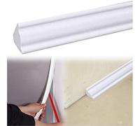 Profilé Quart de Rond-Plastique, 3M Moulure Autocollante Plinthe Souple Cadre en Mousse PE, Peut être Utilisé pour la Plinthe et la Ligne Latérale sur le mur de la Maison ou du Bureau