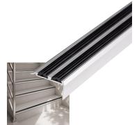 Profils de nez de marche Power Grip avec insert double en caoutchouc antidérapant - 2 cm de hauteur et 4,2 cm de largeur (Noir - à visser, 100 cm de longueur)