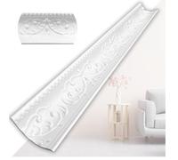 Profils en stuc en XPS polystyrol - Corniches de plafond blanches de 1m - Profils pour stuc de plafond et décoration murale - Légères corniches décoratives en polystyrène doux et pur (V01-08) Lot de