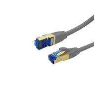 ProfiPatch Cat.6A S/FTP RJ45 avec câble brut Cat.7 PiMF sans halogène LSZH Premium AWG26 RJ45 Tôle de blindage plaqué or DSL Ethernet TV Réseau LAN 10 Go Gris 20 m