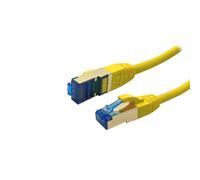 ProfiPatch Cat.6A S/FTP RJ45 avec câble brut Cat.7 PiMF sans halogène LSZH Premium AWG26 RJ45 Tôle de blindage plaqué or DSL Ethernet TV Réseau LAN 10 Go Jaune 0,25 m