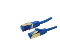 ProfiPatch Cat.6A S/FTP RJ45 avec câble brut Cat.7 PiMF sans halogène LSZH Premium AWG26 RJ45 Tôle de blindage plaqué or DSL Ethernet TV Réseau LAN 10 Go Bleu 3 m