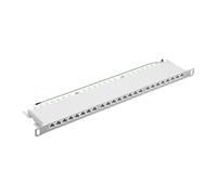 ProfiPatch Cat6a Panneau de brassage 19" 24 ports pour modules Keystone RJ45 Montage en rack blindé 0,5HE Gris