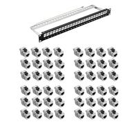 ProfiPatch Cat8 Panneau de brassage 19" 24 ports RJ45 Montage en rack blindé 1HE Noir