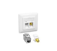 ProfiPatch Keystone Prise réseau LAN Cat6A 500 MHz encastrée 1 port RJ45 + 1 connecteur F POE CAT7, CAT6A, CAT6, CAT5 blindé Blanc