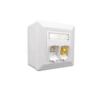 ProfiPatch Keystone Prise réseau LAN Cat6A 500 MHz Montage en saillie et encastré 1 port RJ45 + 1 connecteur F POE CAT7, CAT6A, CAT6, CAT5 blindé Blanc
