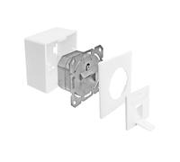 ProfiPatch - Prise réseau LAN Cat6A 500 MHz - Montage en saillie et encastré - 1 port RJ45 - Connecteur en haut/bas POE CAT7, CAT6A, CAT6, CAT5 - Blindée - Blanc
