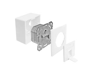 ProfiPatch - Prise réseau LAN Cat6A 500 MHz - Montage en saillie et encastré - 1 port RJ45 - Connecteur en haut/bas POE CAT7, CAT6A, CAT6, CAT5 - Blindée - Blanc