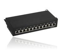 ProfiPatch SCENetwork KAT6 CAT6 Classe E 12 Ports Patch Panneau de brassage en métal, noir RAL9005, 250 MHz 1 Go, pour montage mural ou bureau