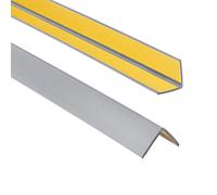 ProfiPVC Cornière PVC 25x25mm, 200cm - Baguette d’angle de protection, profilé d'angle caoutchouc autoadhésif - Protection d'angles et rebords, flexible, facile à installer, Argenté