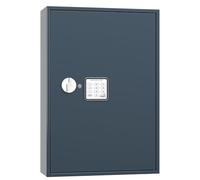 Profirst Armoire à clés Porter 200 Serrure électronique Ouverture d'urgence Acier gris 10 barrettes à crochet réglables y compris 200 porte-clés GRATUITS Matériel de fixation