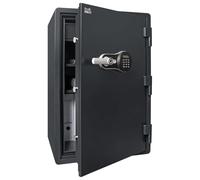 Profirst FireGuard 90 Coffre-fort coupe-feu 60 minutes Protection contre le feu Acier Noir Serrure électronique Empreinte digitale Ouverture d'urgence Fermeture de panique Éclairage LED 2 étagères