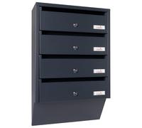 Profirst Système de boîte aux lettres Maildrop 4 - Serrure à cylindre en acier anthracite - 2 clés pour 4 parties - Porte-étiquette avec matériel de montage
