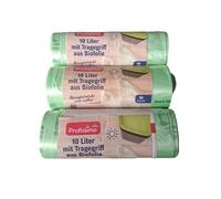 Profissimo 3 rouleaux de sacs poubelle bio de 10 l avec poignée de transport
