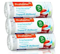 Profissimo Frischezauber Lot de 3 x 25 sacs poubelle avec poignée de transport 25 l - Lot de 3 (3 x 25 pièces) - Réduit les odeurs indéchirables et étanches aux liquides