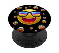 Profitez du Bonheur avec Les Motifs Graphiques émotinaux du Visage Souriant PopSockets PopGrip Adhésif