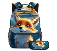 Profitez du confort et de la commodité avec notre ensemble de cartables pour enfants, parfait pour les voyages et l'école, le joli renard nage sous l'eau, Multicolore #05, B：29.4x20x40cm\