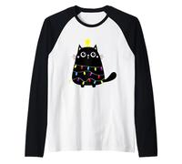 Profitez d'un Motif de Chat Noir Mignon et Amusant Manche Raglan