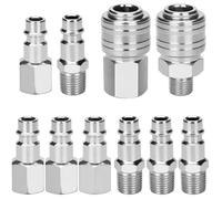 Profiwoab 10 pcs Raccords de compresseur 1/4"BSP,Raccord Rapide Européen Coupleur,Air Comprime Compresseur Raccords pour Tuyau Pneumatique Homme Femme