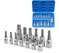 Profiwoab Lot de 13 embouts Torx T50, T8-T70, 1/2", 3/8", 1/4" pour utilisation manuelle avec étui de rangement