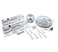 Proform 141-900 Kit d'habillage de moteur chromé avec logo Chevrolet noir/rouge pour petit bloc Chevy