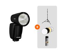 Profoto - Flash A10 Canon + Pied d'éclairage + Réflecteur + Bombe à fumée