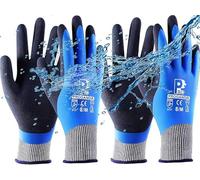 PROGANDA Lot de 2 paires de gants de travail imperméables en latex pour le jardin, gants de protection pour le travail en extérieur (2 paires de gants de travail imperméables, taille M (pack de 2))