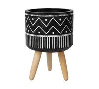 ProGarden Cache-pot sur pieds Etno noir blanc boho 10x17 cm