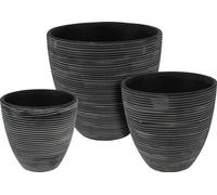 PROGARDEN Céramique Pots de fleurs set de 3 pièces noir KO-066900350