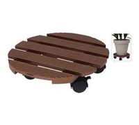 ProGarden Chariot à plantes rond 29 cm marron, chariot pour plantes, support pour plantes roulant, chariot pour pots de fleurs, rouleau pour plantes 446745 Marron G