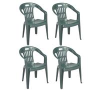 Progarden Diva Lot de 4 fauteuils en résine de Plastique Dur empilables avec accoudoirs pour Maison, Jardin, Bar, Camping Vert