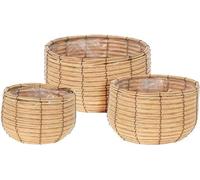 PROGARDEN Ensemble de 3 pots de fleurs en polyrattan KO-430020070
