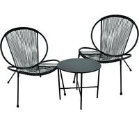 Progarden | Ensemble de meubles de jardin - 3 pièces - Noir - Design moderne - Résistant aux intempéries et élégant