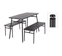 Progarden Ensemble Table Et Banc De Jardin 3 Pcs Gris Acier