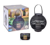 ProGarden Lanterne solaire avec bougie LED en rotin noir
