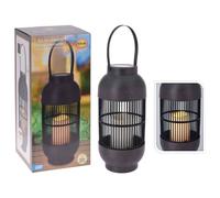ProGarden Lanterne solaire avec bougie LED en rotin noir