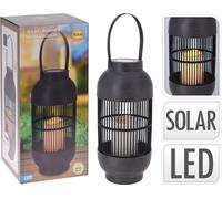 ProGarden Lanterne solaire LED avec effet bougie, en rotin - Noir