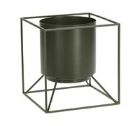 Progarden Pot de fleurs avec support en métal vert foncé 18cm x 13cm 1,5L Moderne